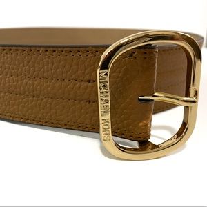 MICHAEL KORS Pebble Leather Belt Gold Buckle NWT